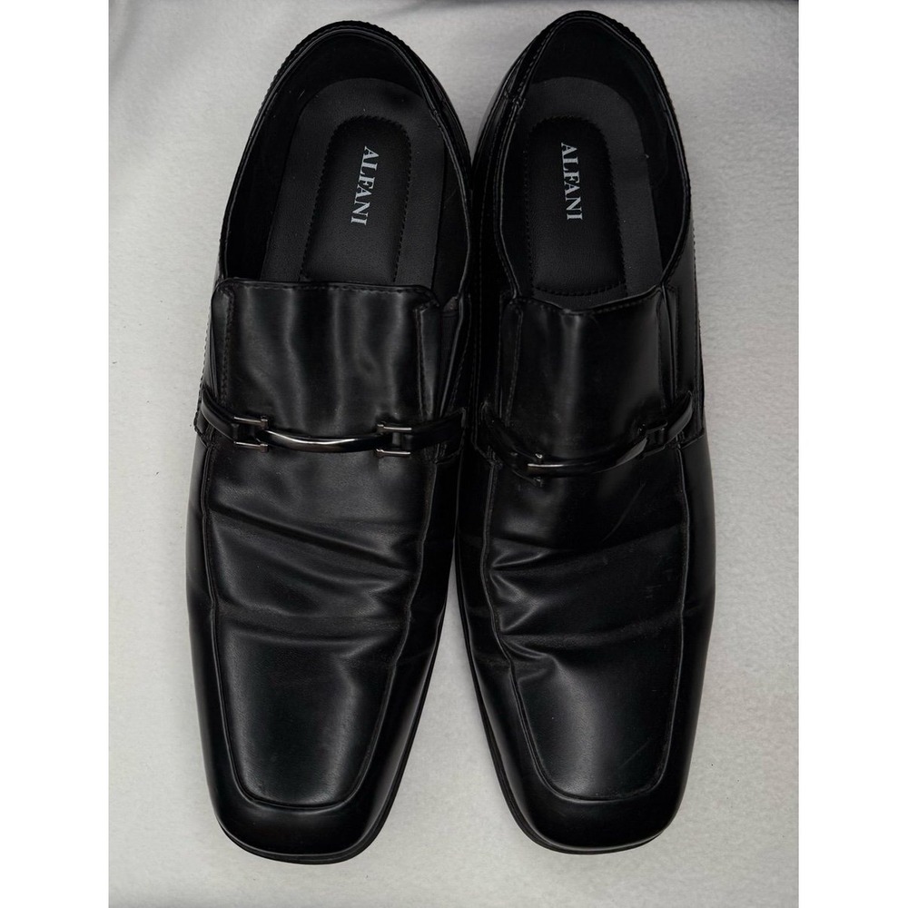 Alfani Mens Black Square Toe Bit Loafers Slip On Dress Shoes Business Casual